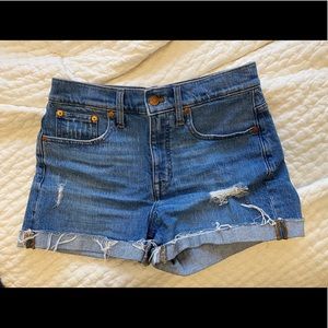 Madewell dark blue high waisted shorts